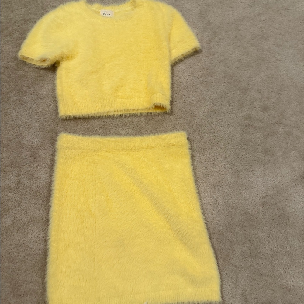 Yellow Fuzzy Two-Piece Set